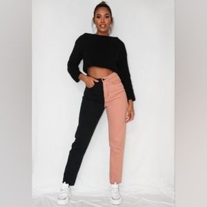 Wide leg split jeans